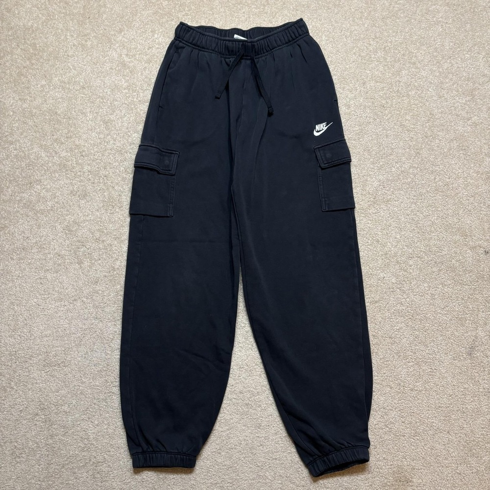 Nike Sweatpants Mens Small Black Fleece Cargo Jogger Pants Pockets Lounge‎ Gym